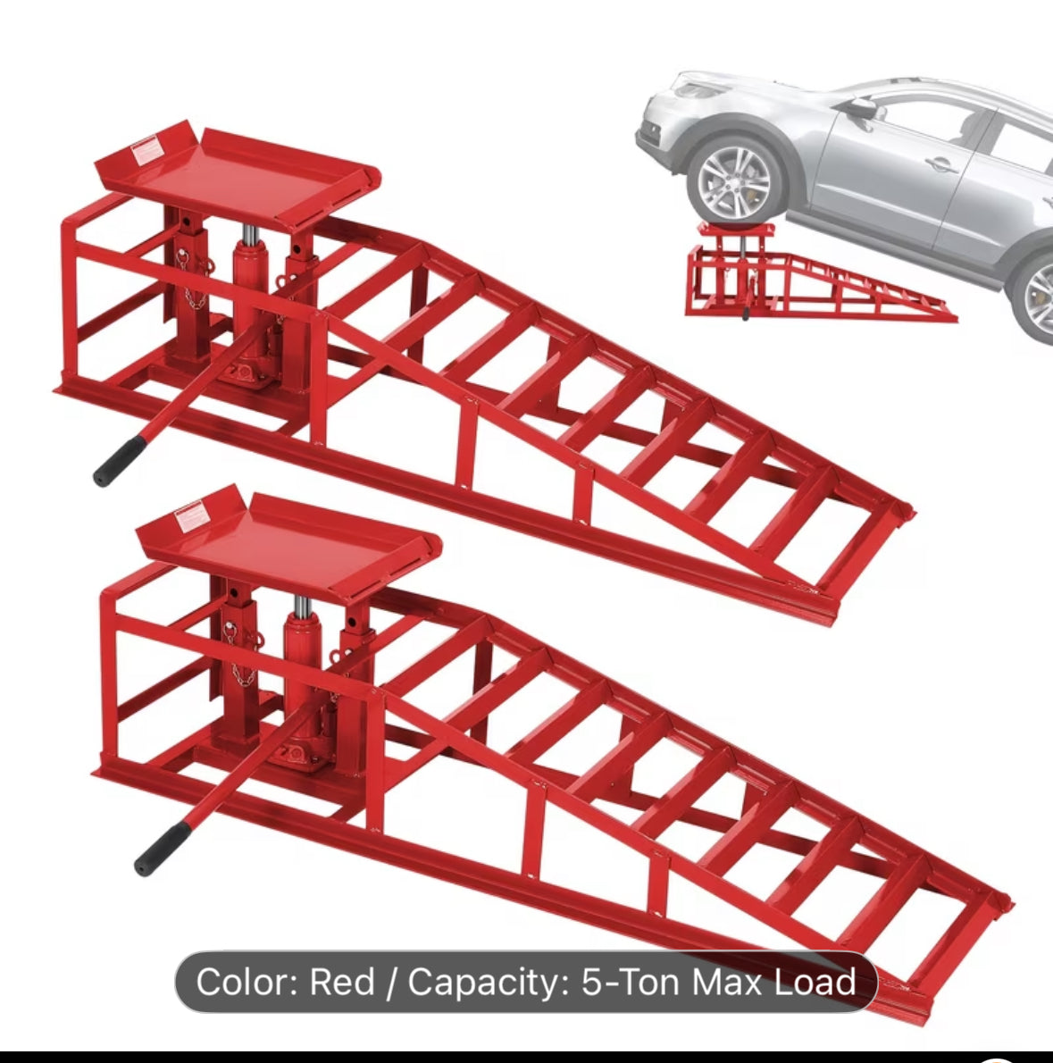 Hydraulic Car Ramps 2 Pack – 5 Ton (11,000 lbs) Heavy-Duty Steel Low Profile Lift