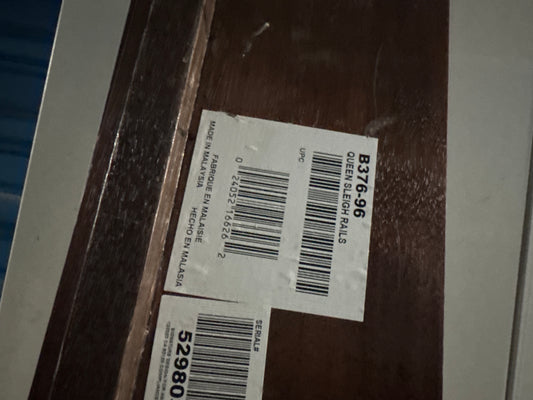 Queen Sleigh Bed Rails – Brown Finish – Model B376-96