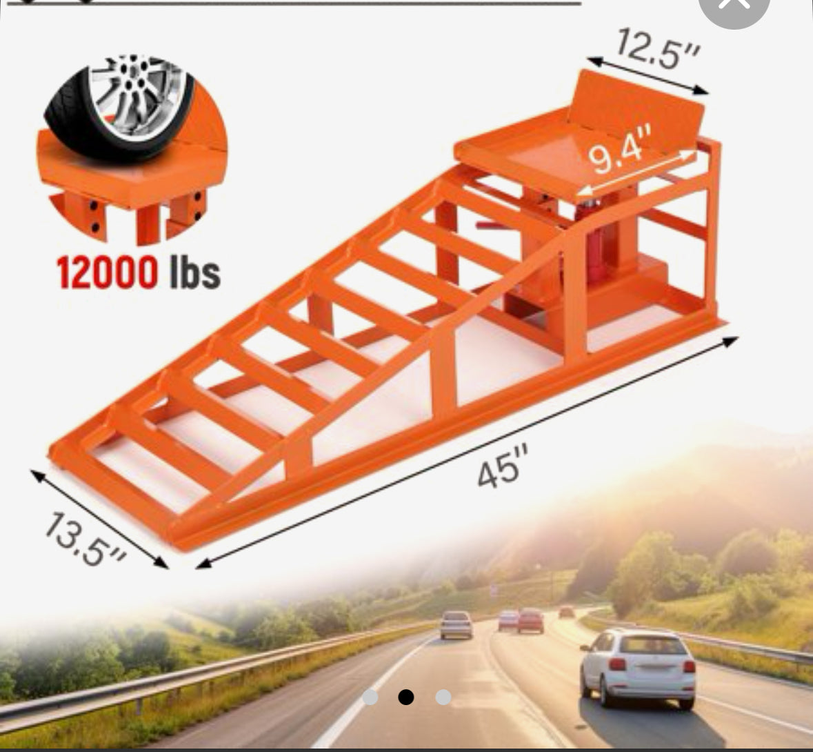 Hydraulic Car Ramps 2 Pack – 5 Ton (11,000 lbs) Heavy-Duty Steel Low Profile Lift