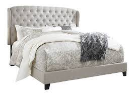 Signature Design Wingback Upholstered Bed – Light Gray