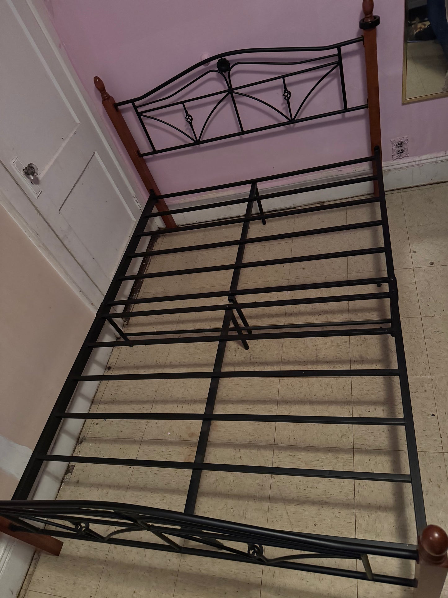 Metal Bed Frame with Decorative Headboard & Footboard