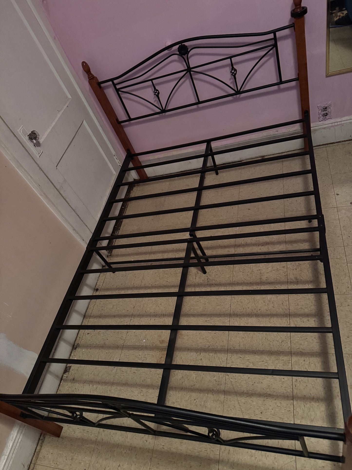 Metal Bed Frame with Decorative Headboard & Footboard