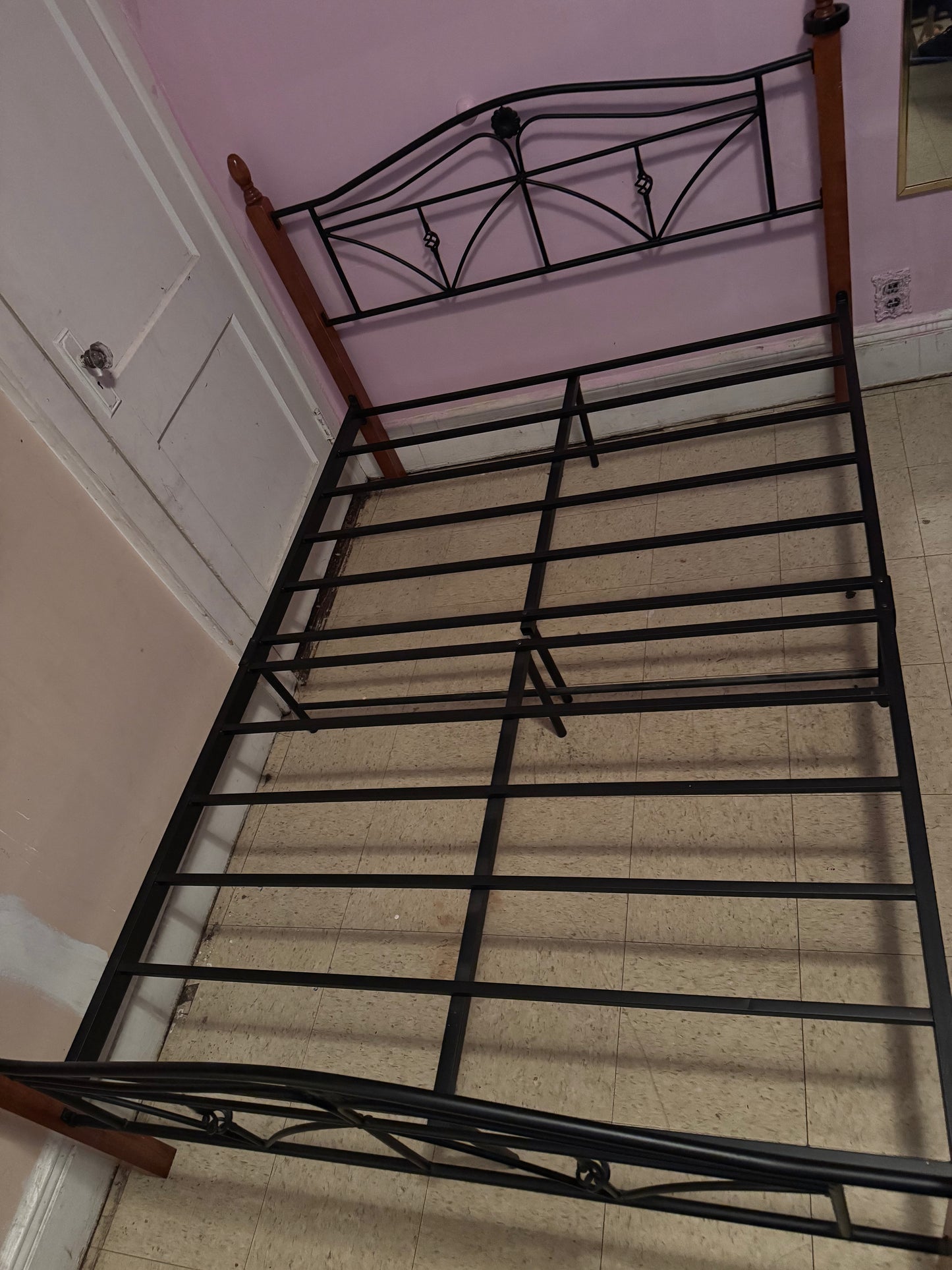 Metal Bed Frame with Decorative Headboard & Footboard
