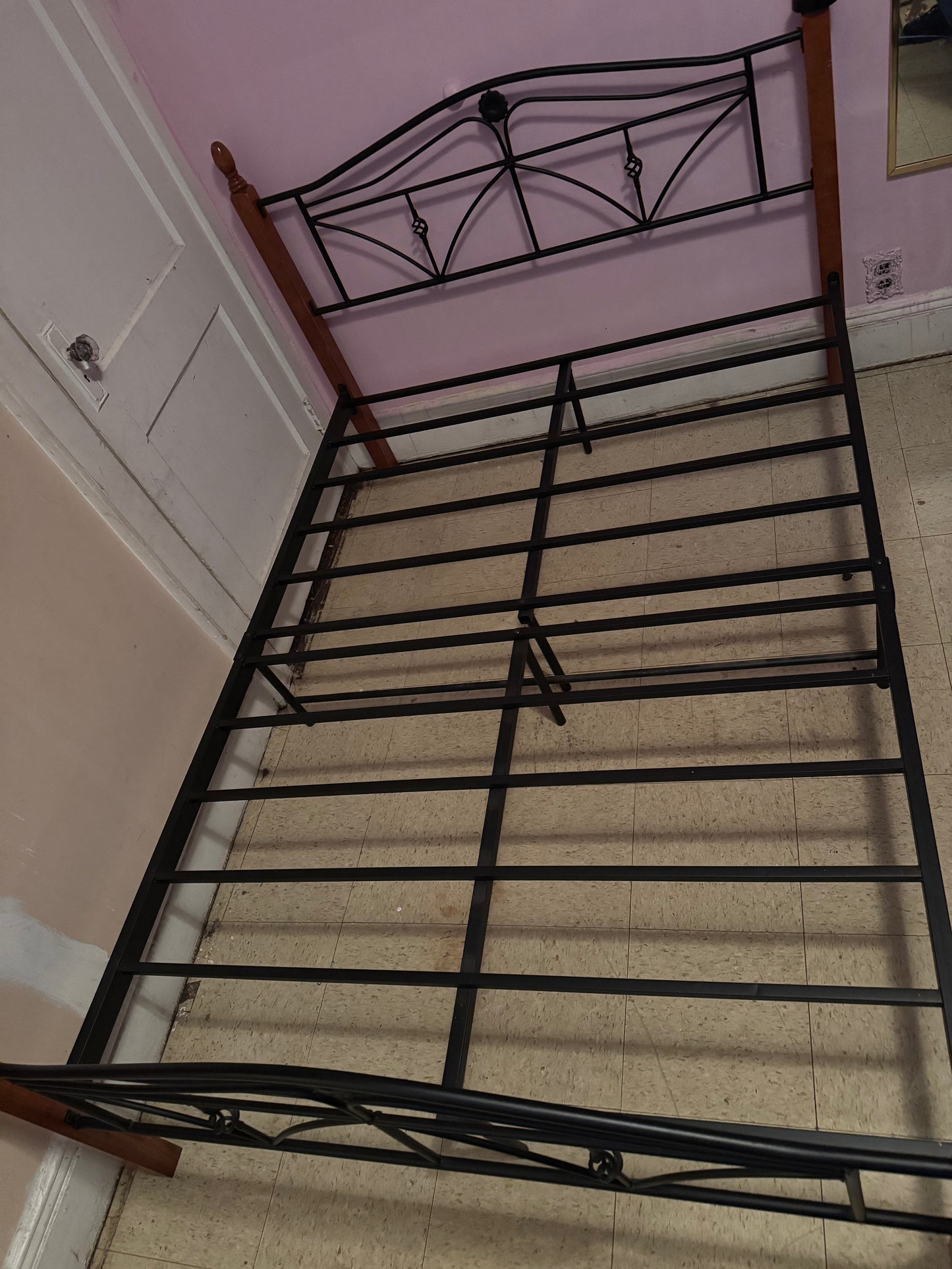 Metal Bed Frame with Decorative Headboard & Footboard