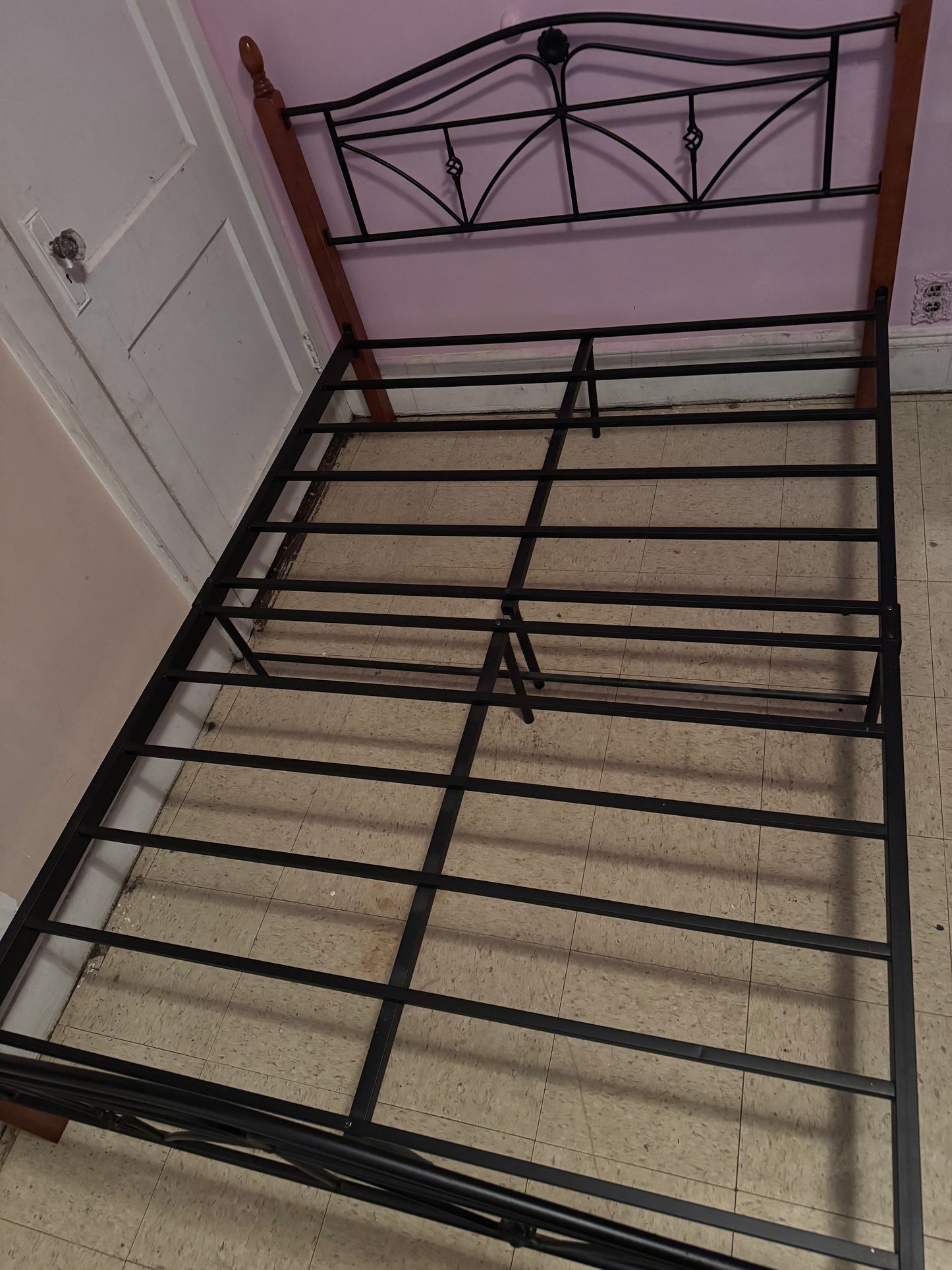 Metal Bed Frame with Decorative Headboard & Footboard