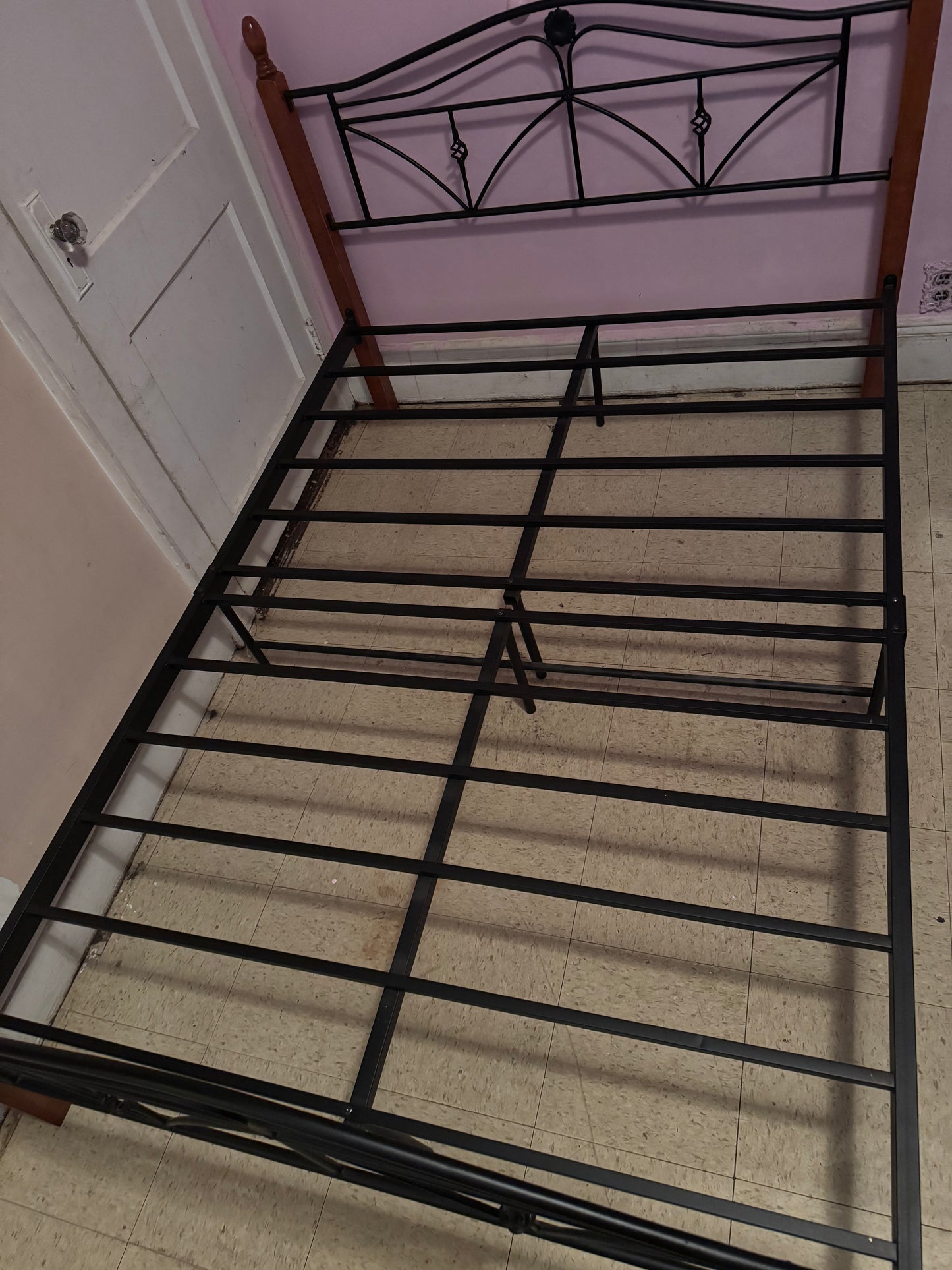 Metal Bed Frame with Decorative Headboard & Footboard