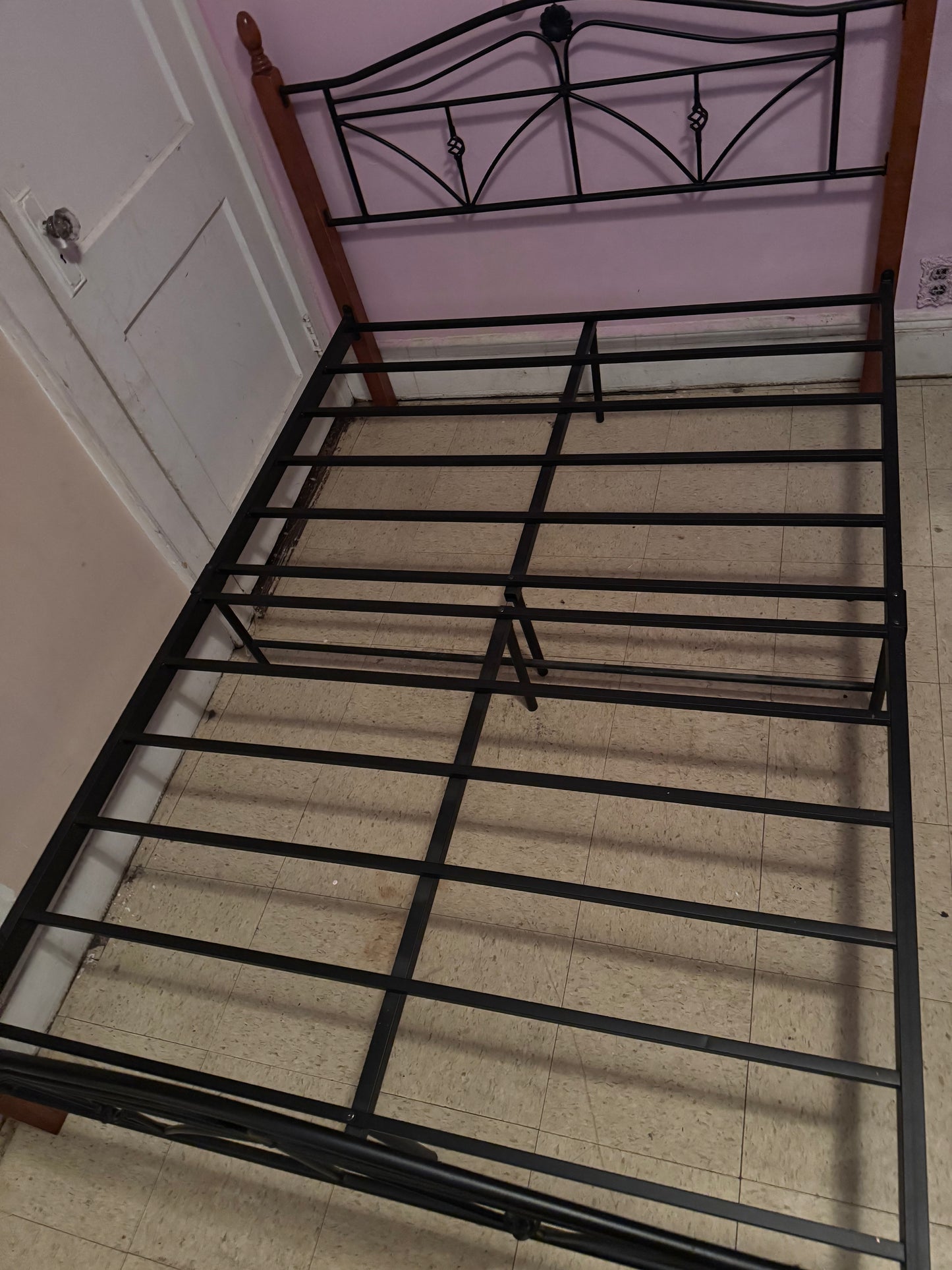 Metal Bed Frame with Decorative Headboard & Footboard