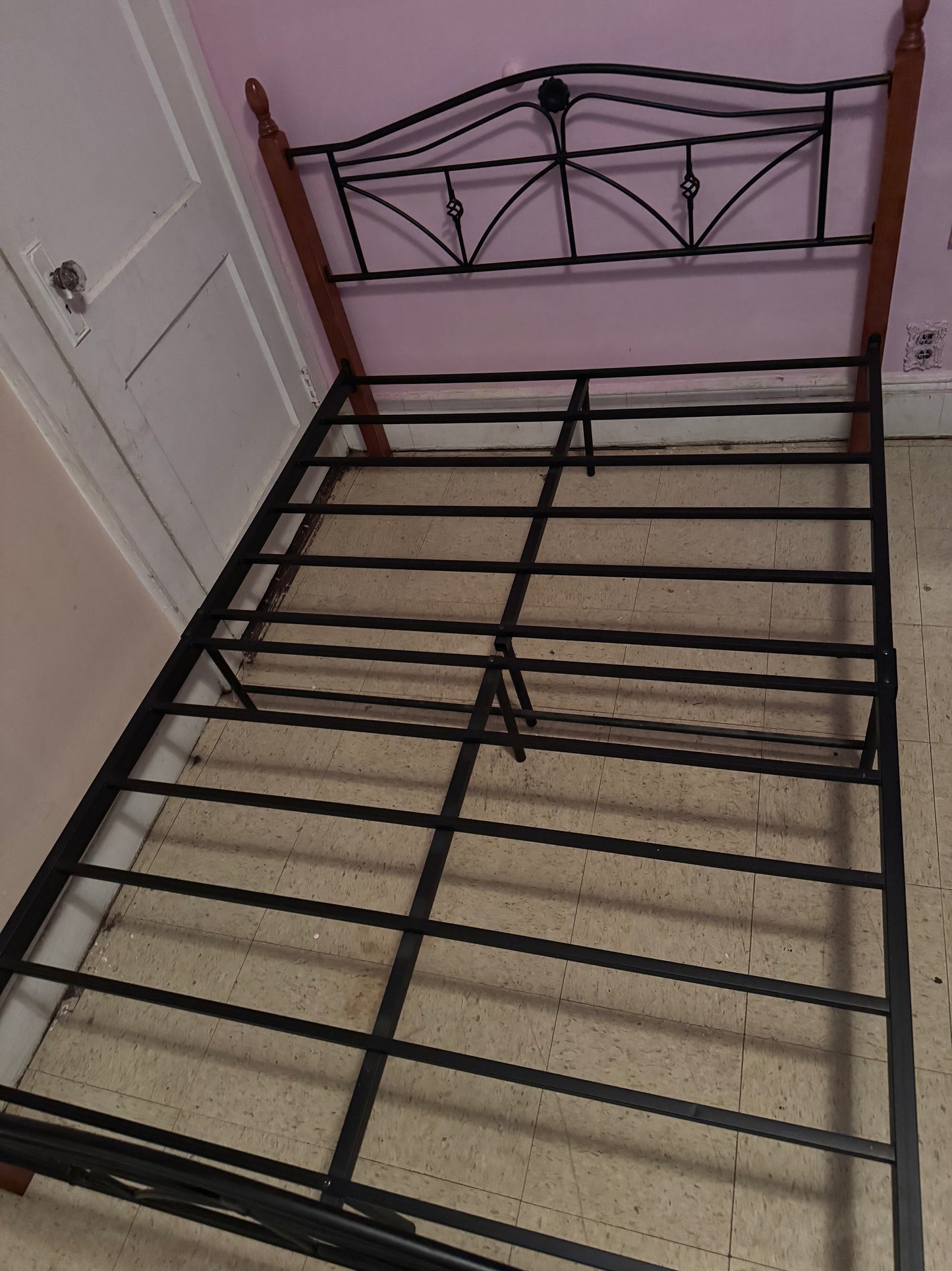 Metal Bed Frame with Decorative Headboard & Footboard