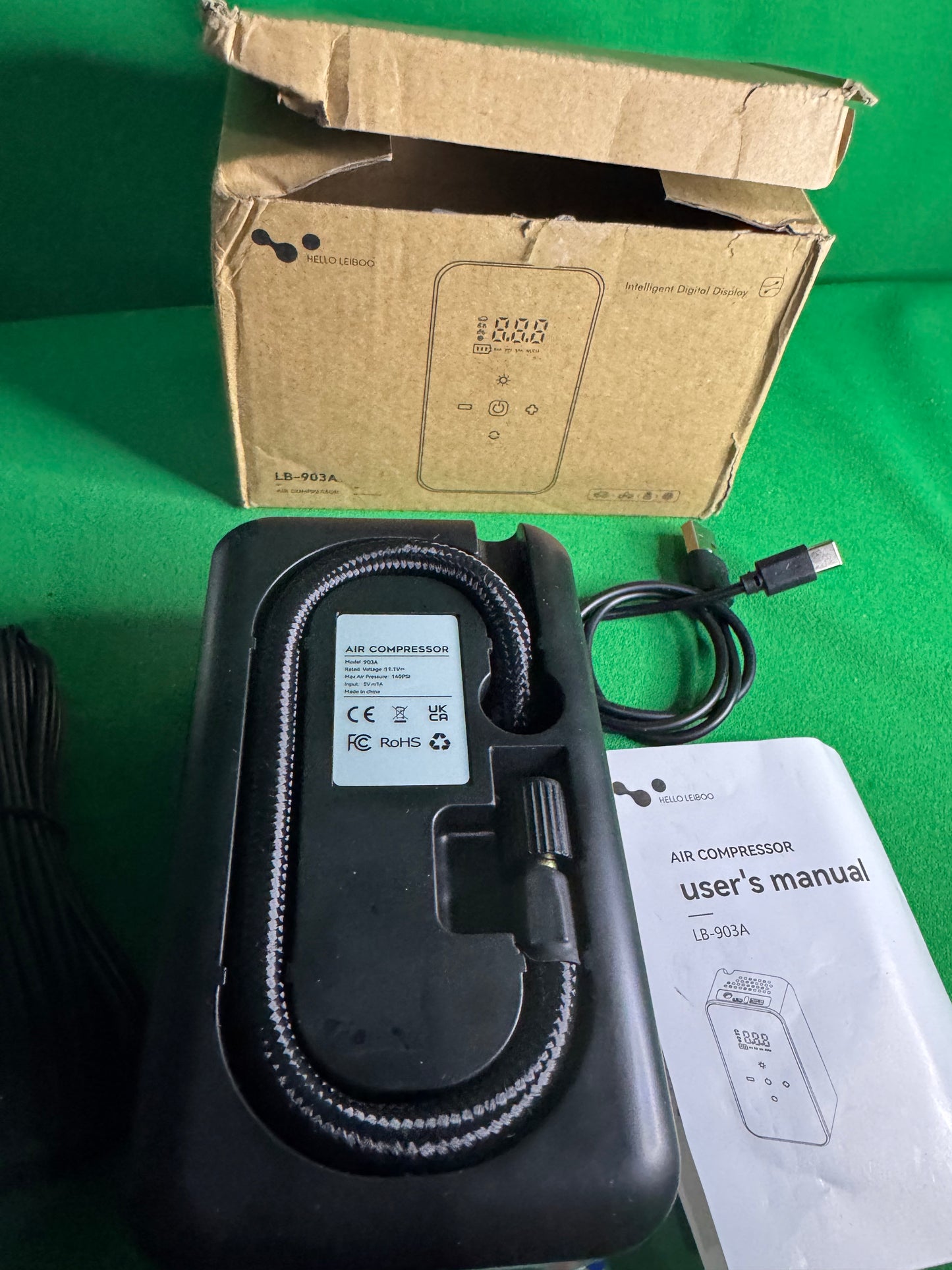 Portable Digital Air Compressor – Model LB-903A Rechargeable | Smart Display | Up to 140 PSI