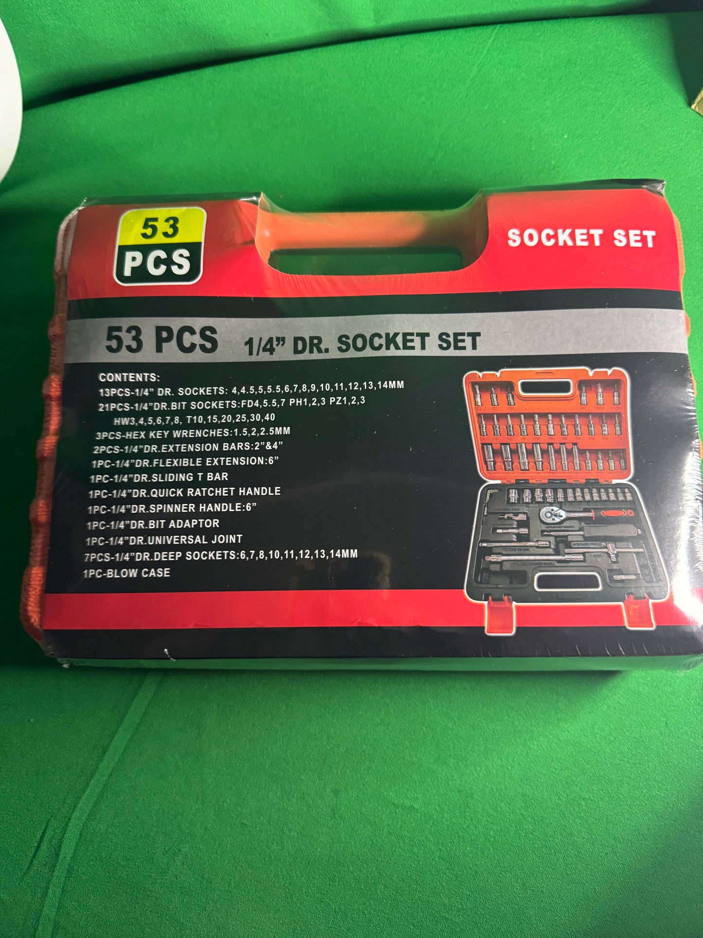 🔧 53-Piece 1/4” Drive Socket Set – Metric | Complete Tool Kit with Case