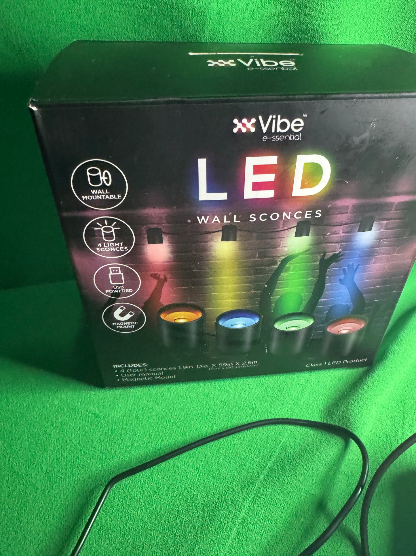 LED Wall Sconces – 4-Light Color Set (USB Powered