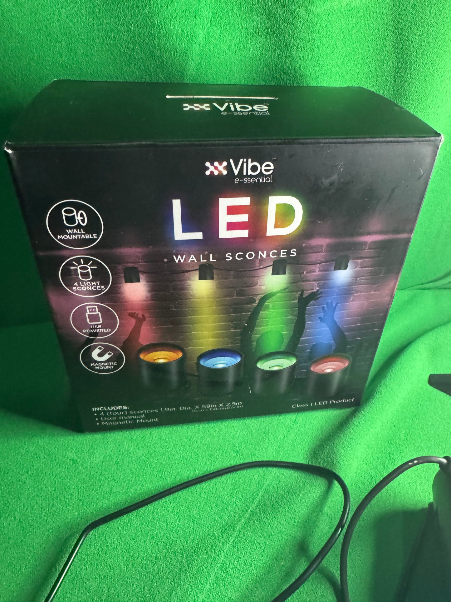 LED Wall Sconces – 4-Light Color Set (USB Powered