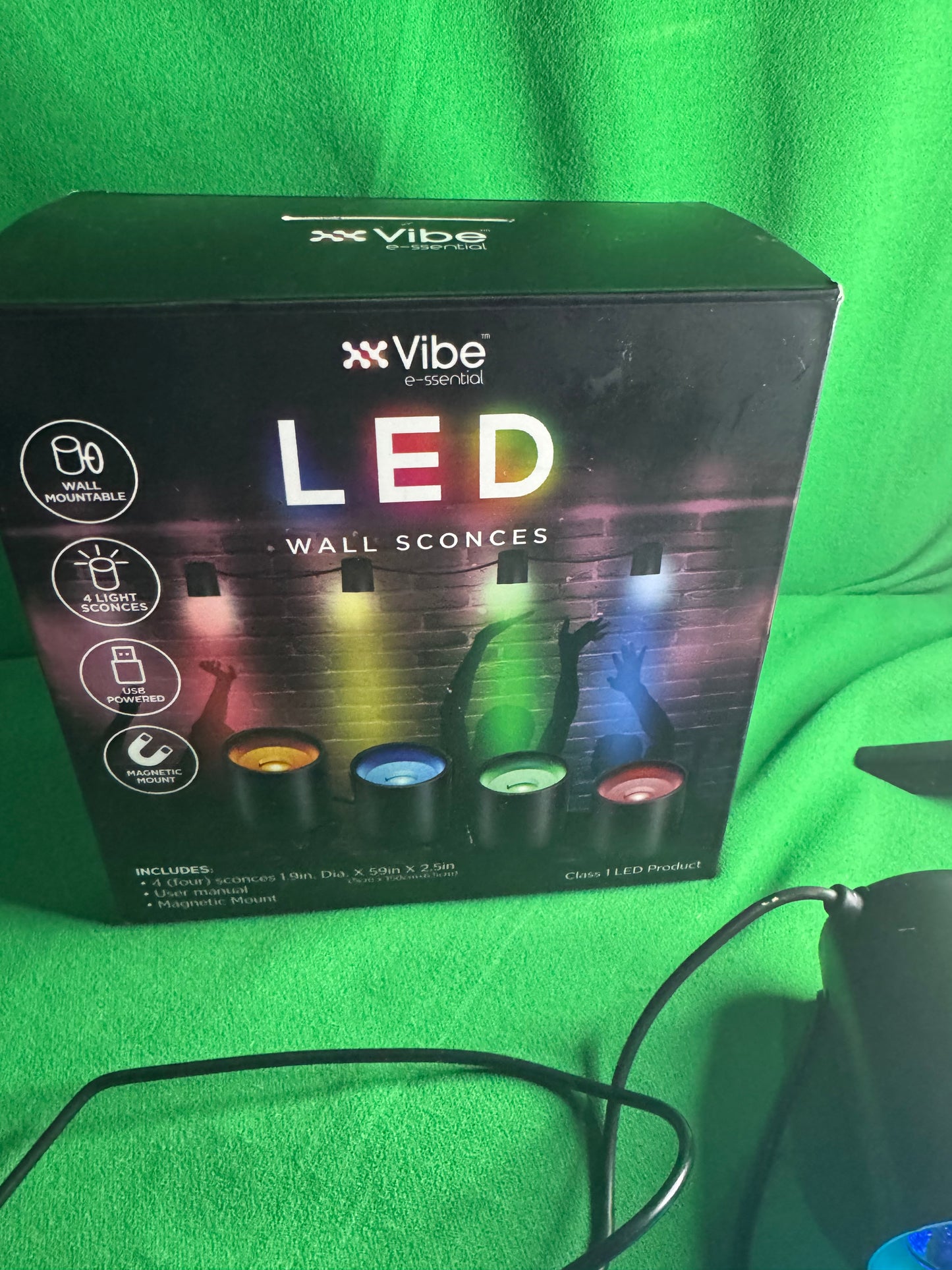 LED Wall Sconces – 4-Light Color Set (USB Powered