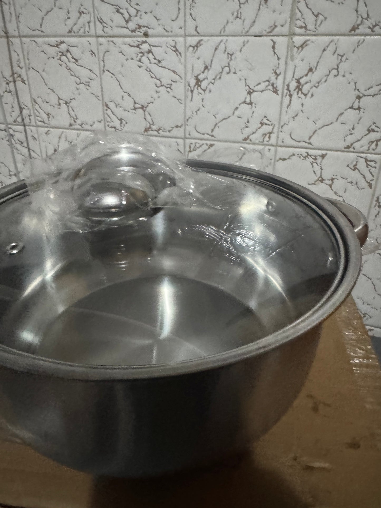 24cm Stainless Steel Cooking Pot with Glass Lid
