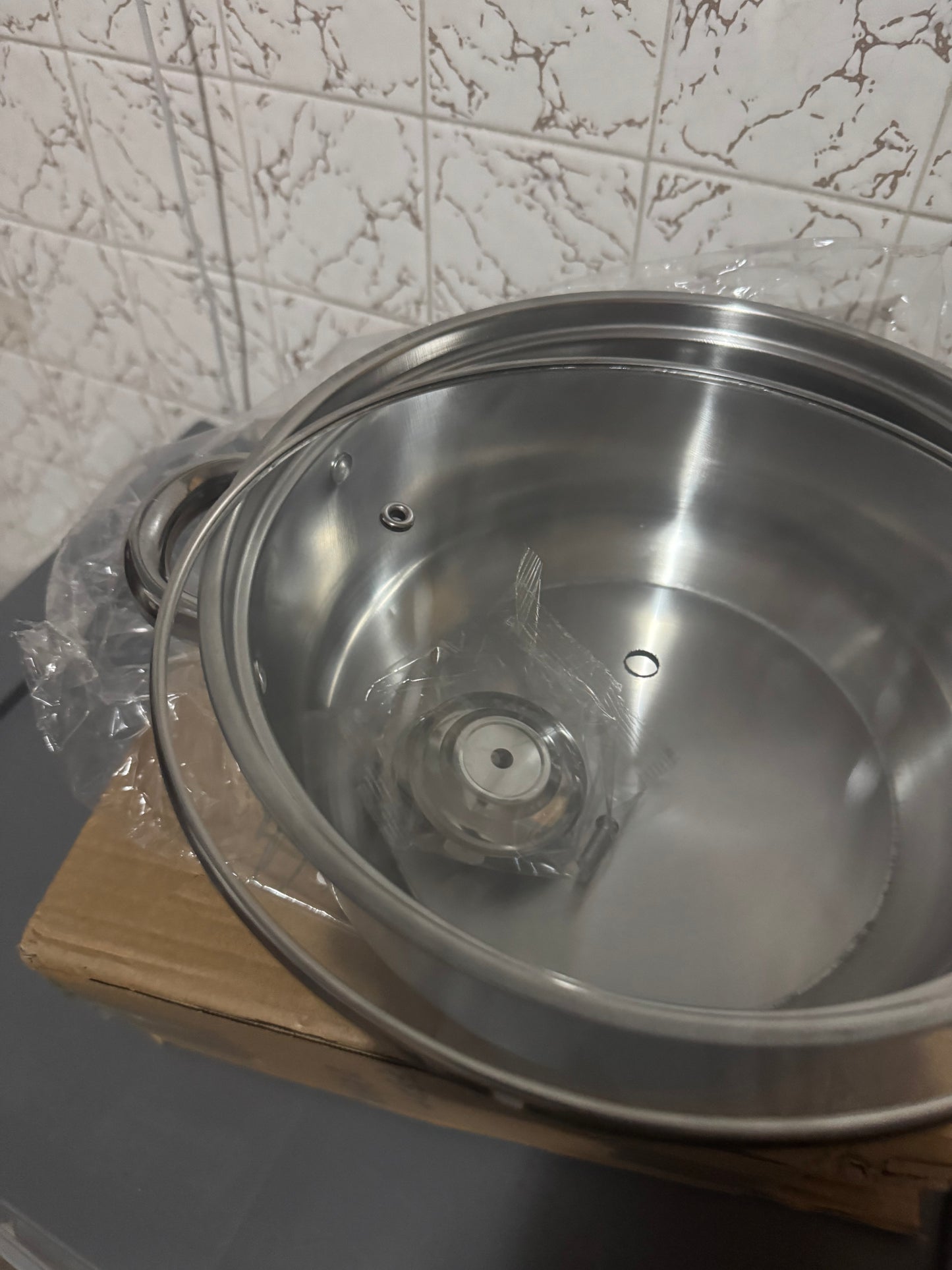 24cm Stainless Steel Cooking Pot with Glass Lid