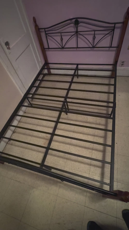 Metal Bed Frame with Decorative Headboard & Footboard