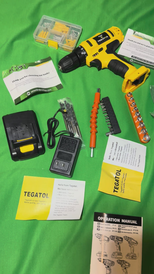 🔧 TEGATOL Cordless Drill & Tool Kit – Complete Home & DIY Set