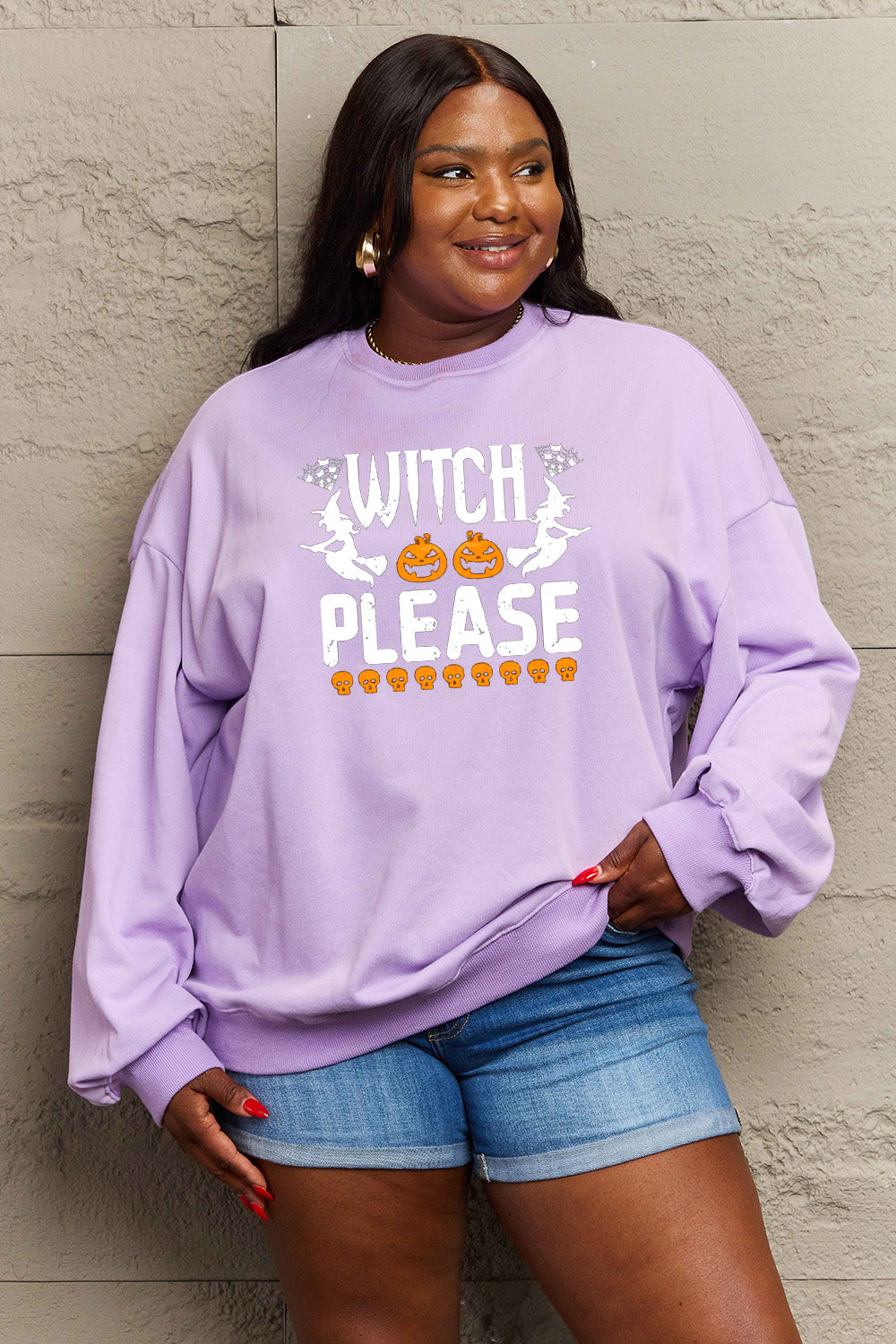 Simply Love Full Size WITCH PLEASE Graphic Sweatshirt